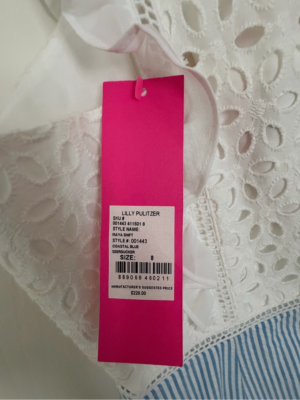 Lilly Pulitzer White Lace Top with Light Blue Stripe Skirt - Picture 4 of 4